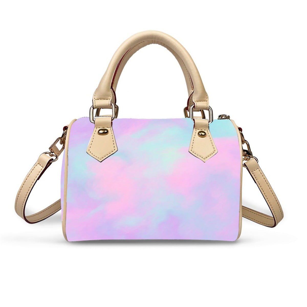 Unisex Classic Barrel-Shaped PU Leather Handbag