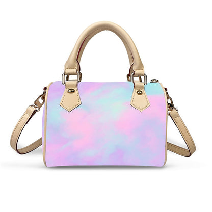 Unisex Classic Barrel-Shaped PU Leather Handbag