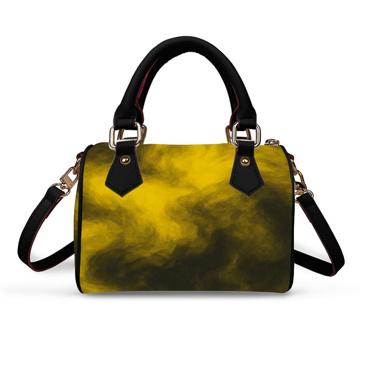 Unisex Classic Barrel-Shaped PU Leather Handbag