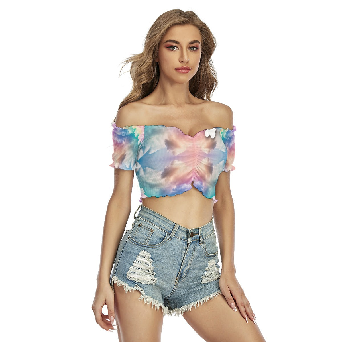 Women's One-shoulder Off-the-navel Short Sleeve T-shirt