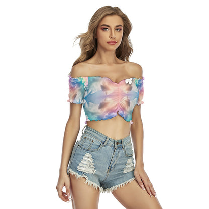 Women's One-shoulder Off-the-navel Short Sleeve T-shirt