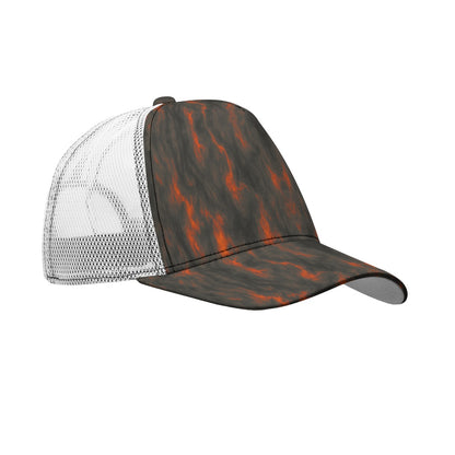 Unisex Black Buckle Peaked Mesh Cap With Box