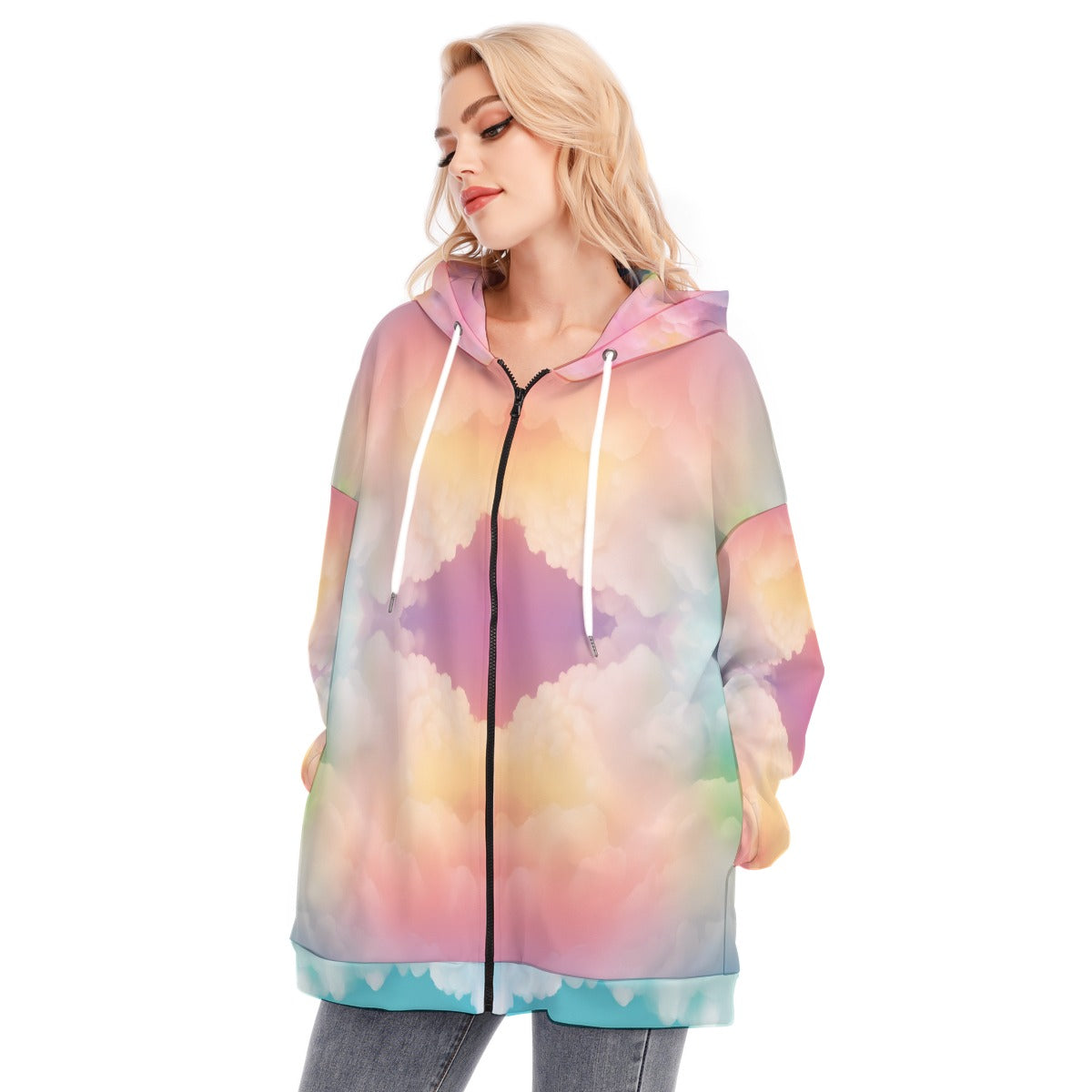 Women's Long Hoodie With Zipper Closure