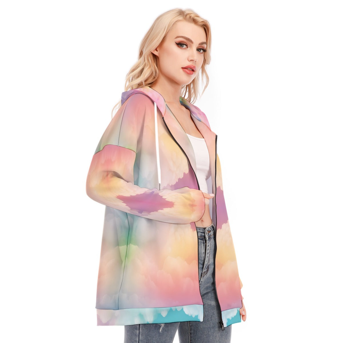 Women's Long Hoodie With Zipper Closure