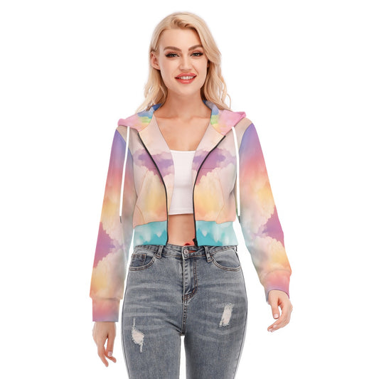 Women's Crop Top Hoodie With Zipper Closure