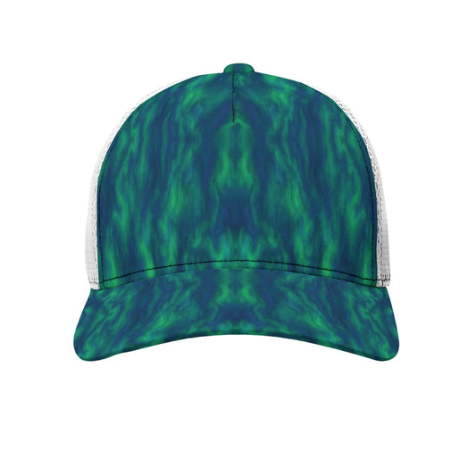 Unisex Black Buckle Peaked Mesh Cap With Box