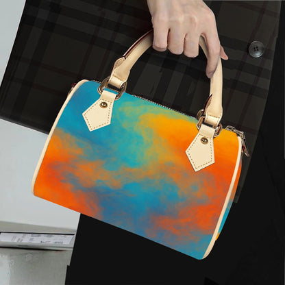 Unisex Classic Barrel-Shaped PU Leather Handbag