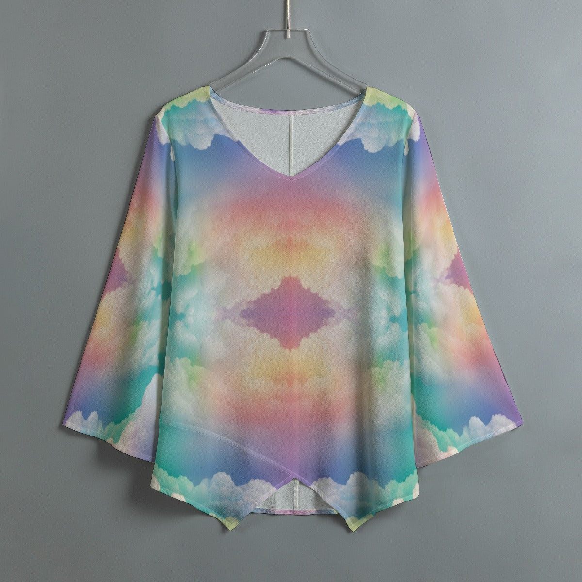 Women's V-neck T-shirt With Irregular Hem