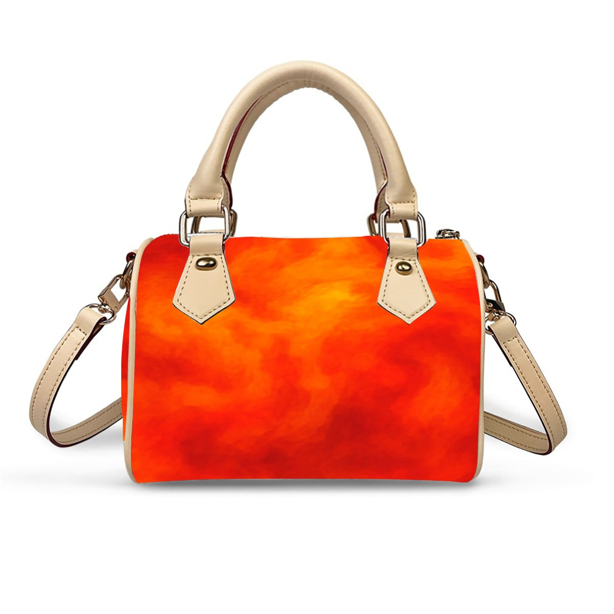 Unisex Classic Barrel-Shaped PU Leather Handbag