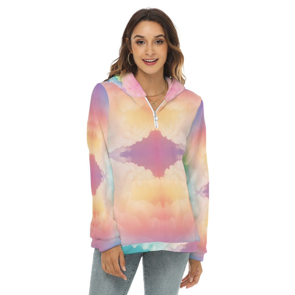 Women's Borg Fleece Hoodie With Half Zip