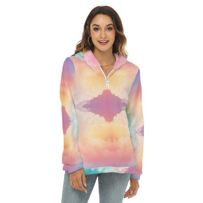 Women's Borg Fleece Hoodie With Half Zip