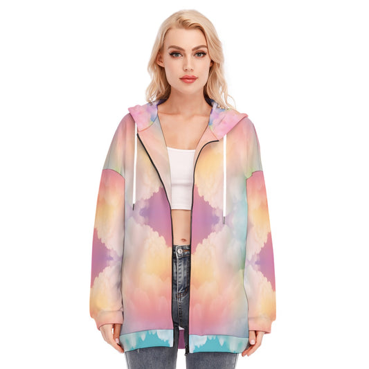 Women's Long Hoodie With Zipper Closure