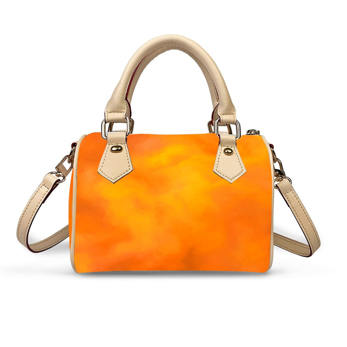 Unisex Classic Barrel-Shaped PU Leather Handbag