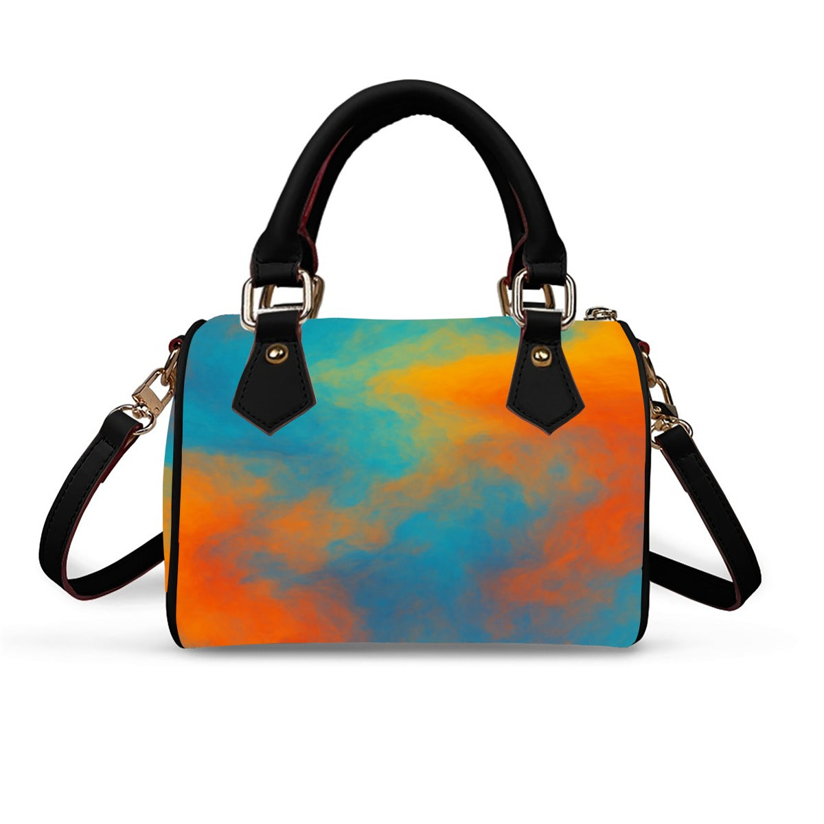 Unisex Classic Barrel-Shaped PU Leather Handbag