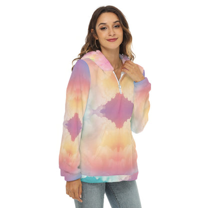 Women's Borg Fleece Hoodie With Half Zip
