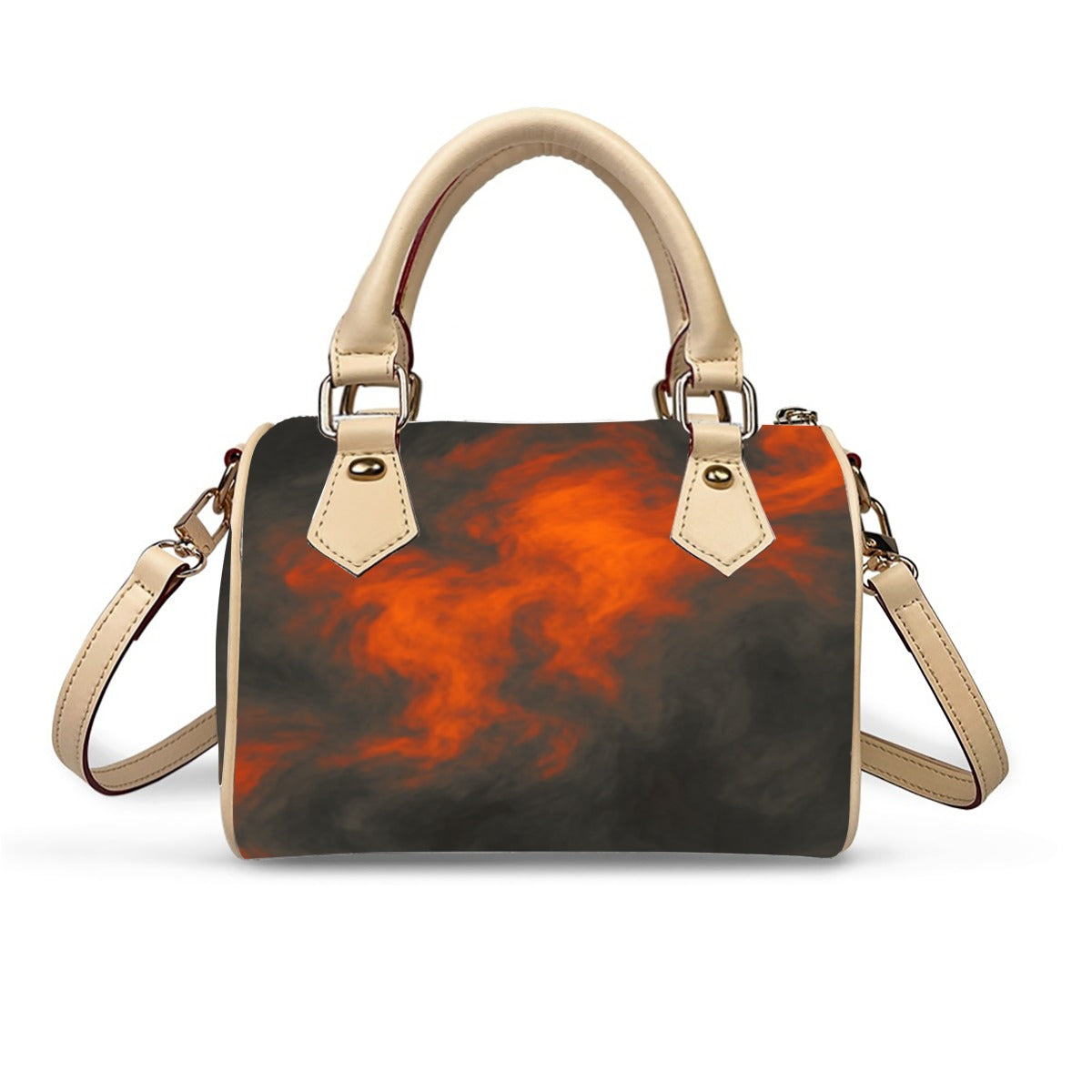 Unisex Classic Barrel-Shaped PU Leather Handbag