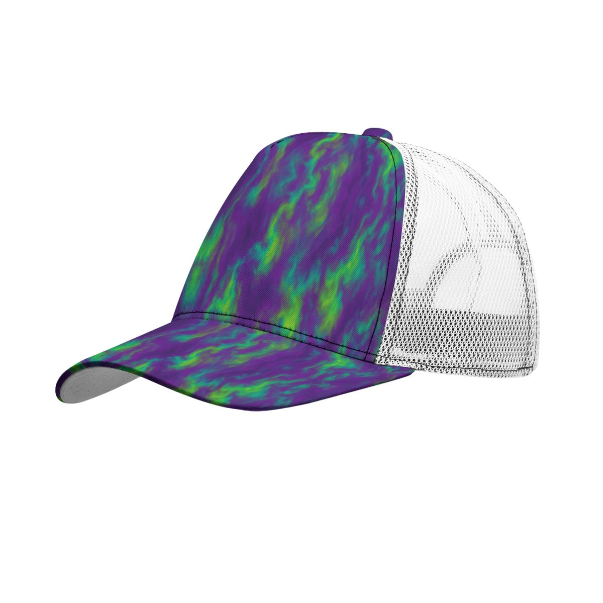 Unisex Black Buckle Peaked Mesh Cap With Box