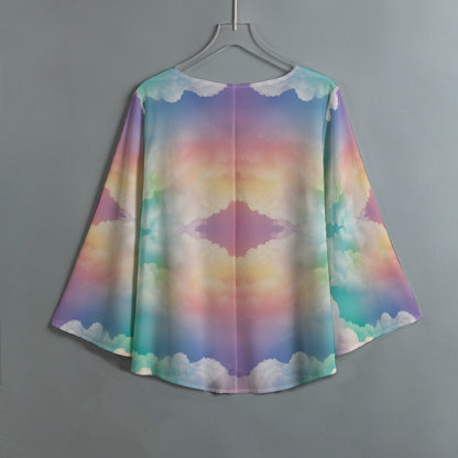 Women's V-neck T-shirt With Irregular Hem