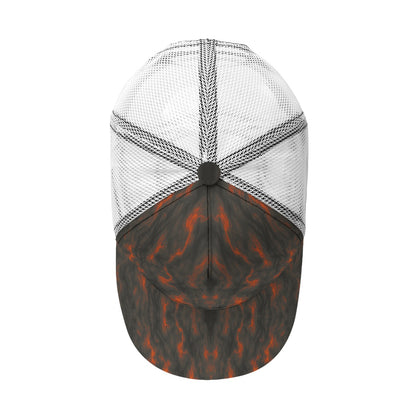 Unisex Black Buckle Peaked Mesh Cap With Box