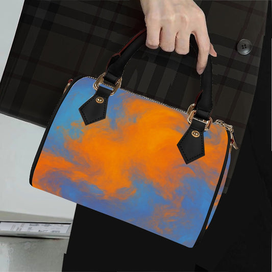 Unisex Classic Barrel-Shaped PU Leather Handbag