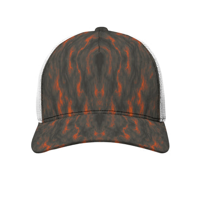 Unisex Black Buckle Peaked Mesh Cap With Box