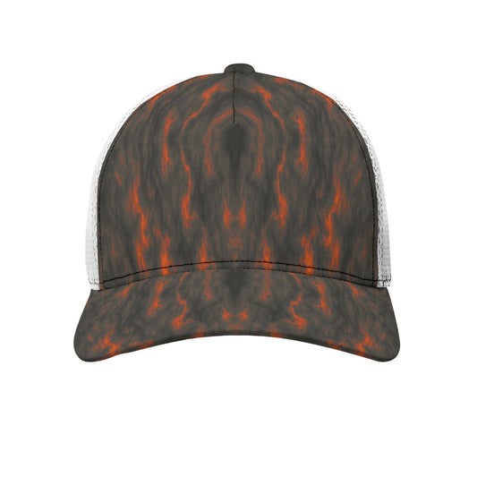 Unisex Black Buckle Peaked Mesh Cap With Box