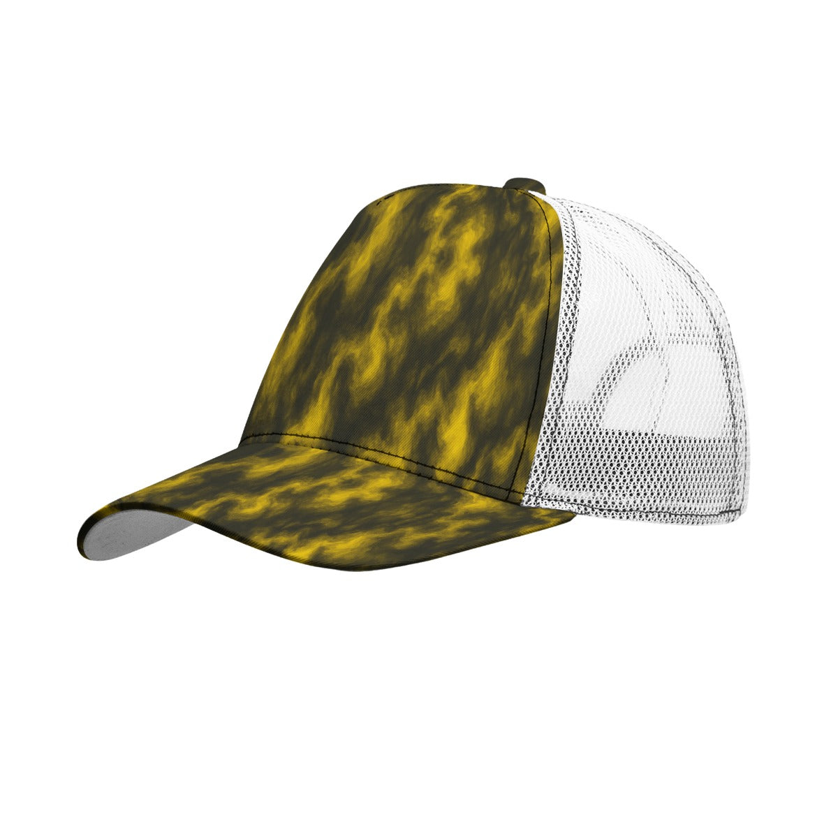 Unisex Black Buckle Peaked Mesh Cap With Box