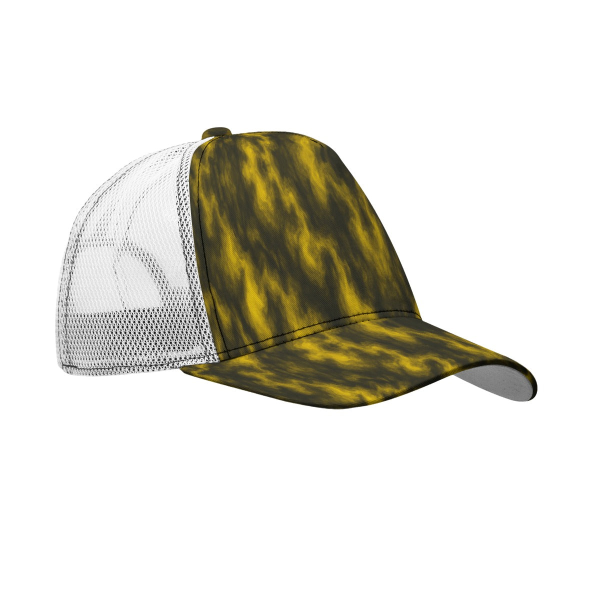 Unisex Black Buckle Peaked Mesh Cap With Box