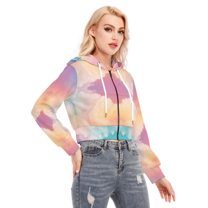 Women's Crop Top Hoodie With Zipper Closure