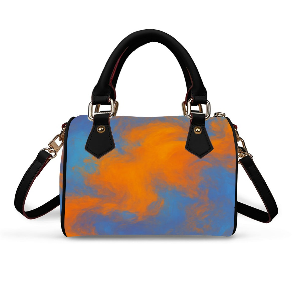 Unisex Classic Barrel-Shaped PU Leather Handbag