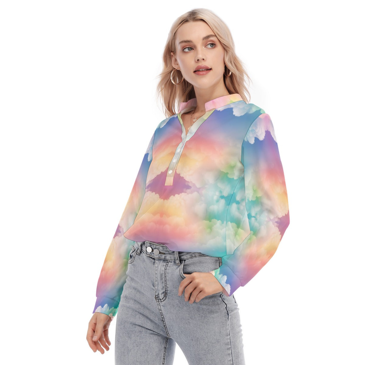 Women's Long Sleeve Blouse With Button Closure