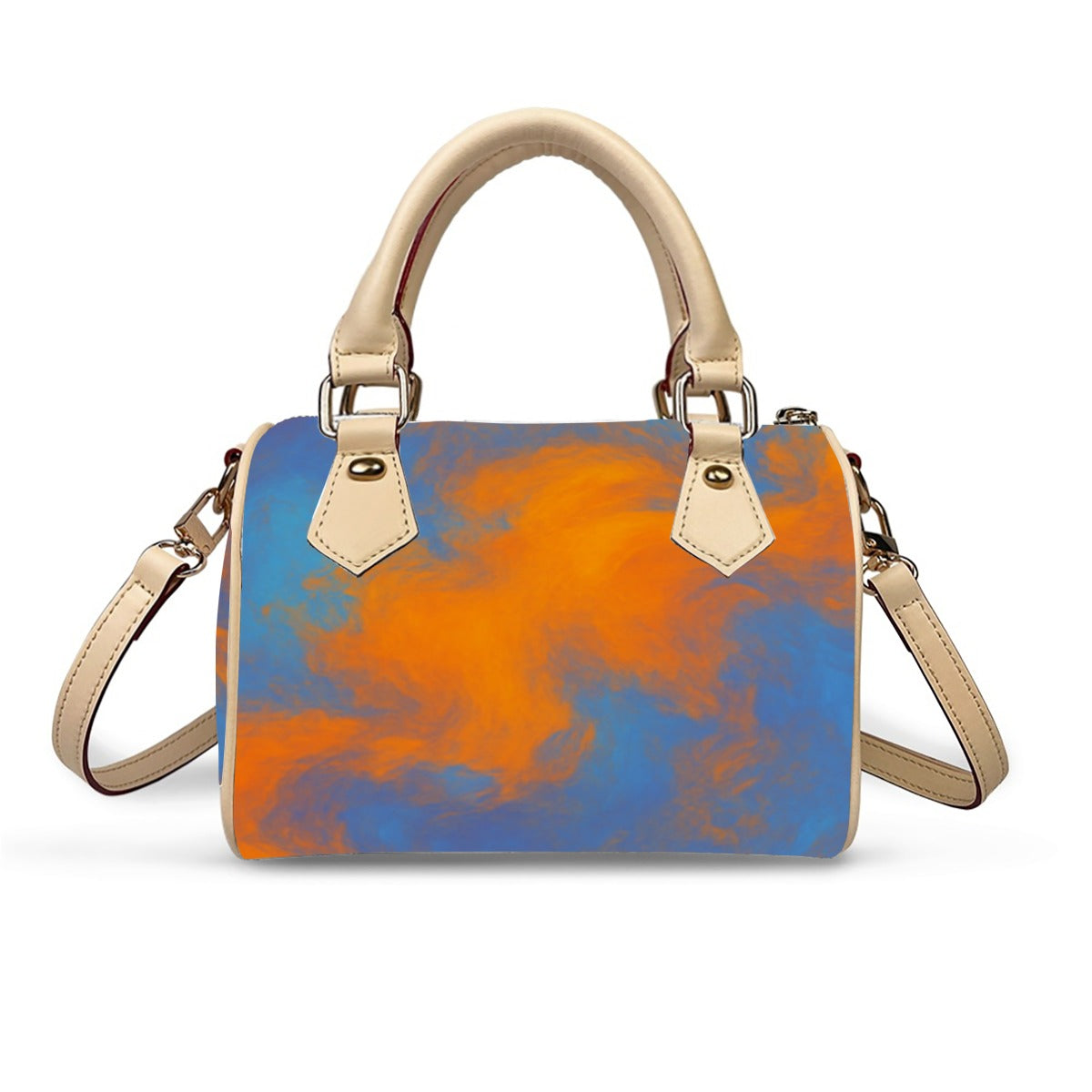 Unisex Classic Barrel-Shaped PU Leather Handbag