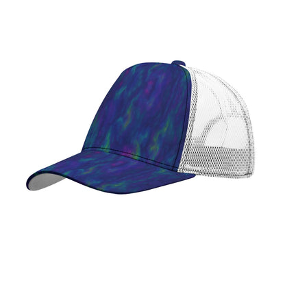 Unisex Black Buckle Peaked Mesh Cap With Box