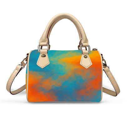 Unisex Classic Barrel-Shaped PU Leather Handbag
