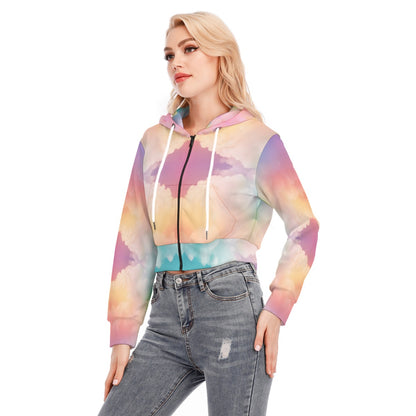 Women's Crop Top Hoodie With Zipper Closure