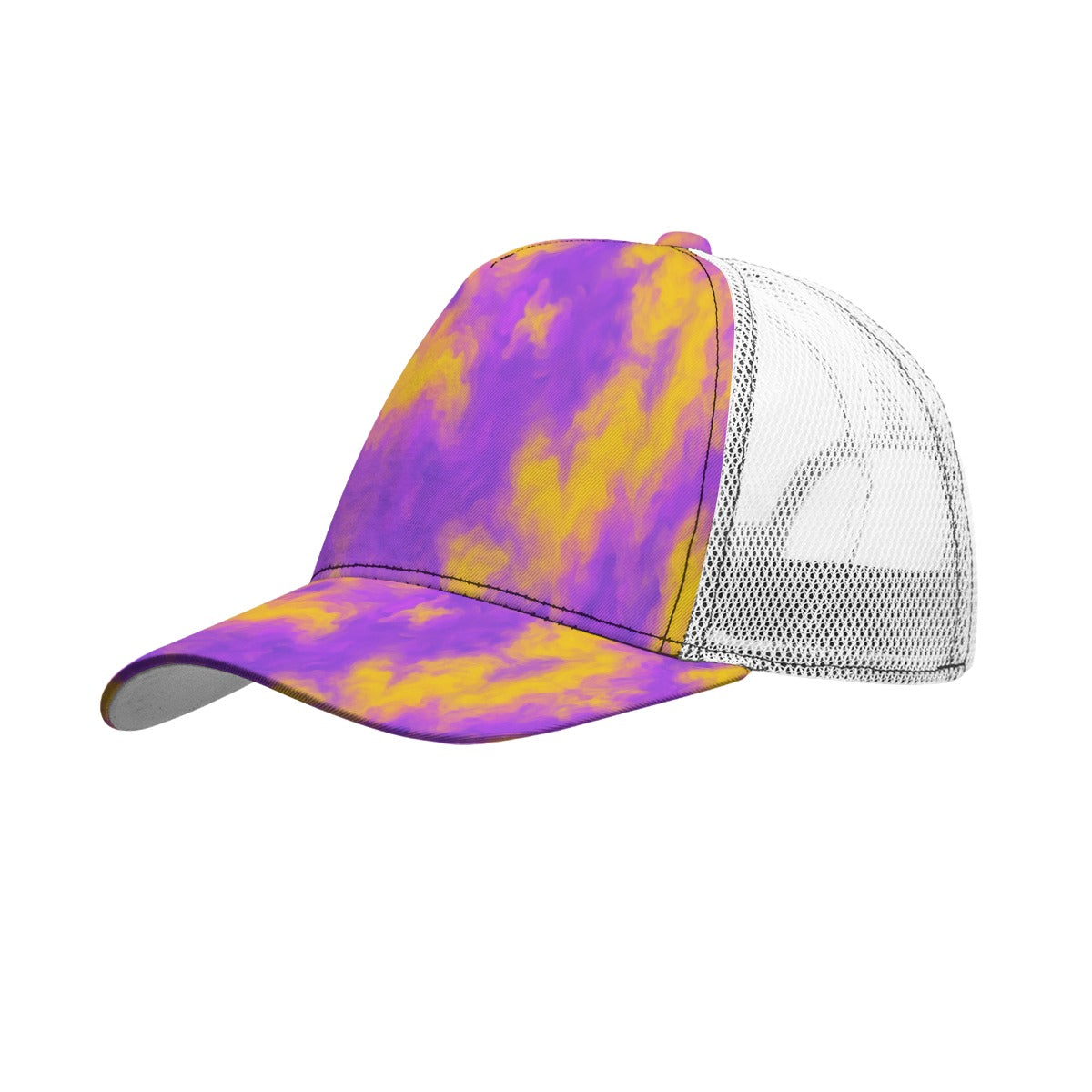 Unisex Black Buckle Peaked Mesh Cap With Box