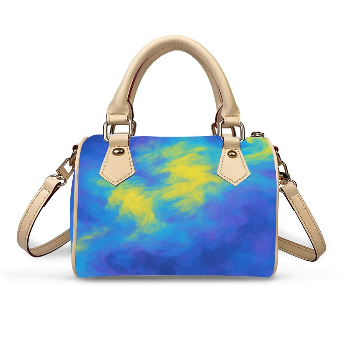 Unisex Classic Barrel-Shaped PU Leather Handbag
